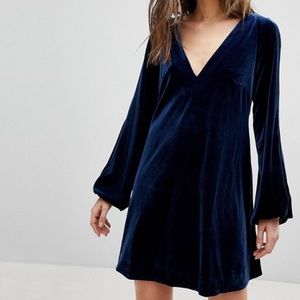 Free People Misha Velvet Swing Dress (Navy)